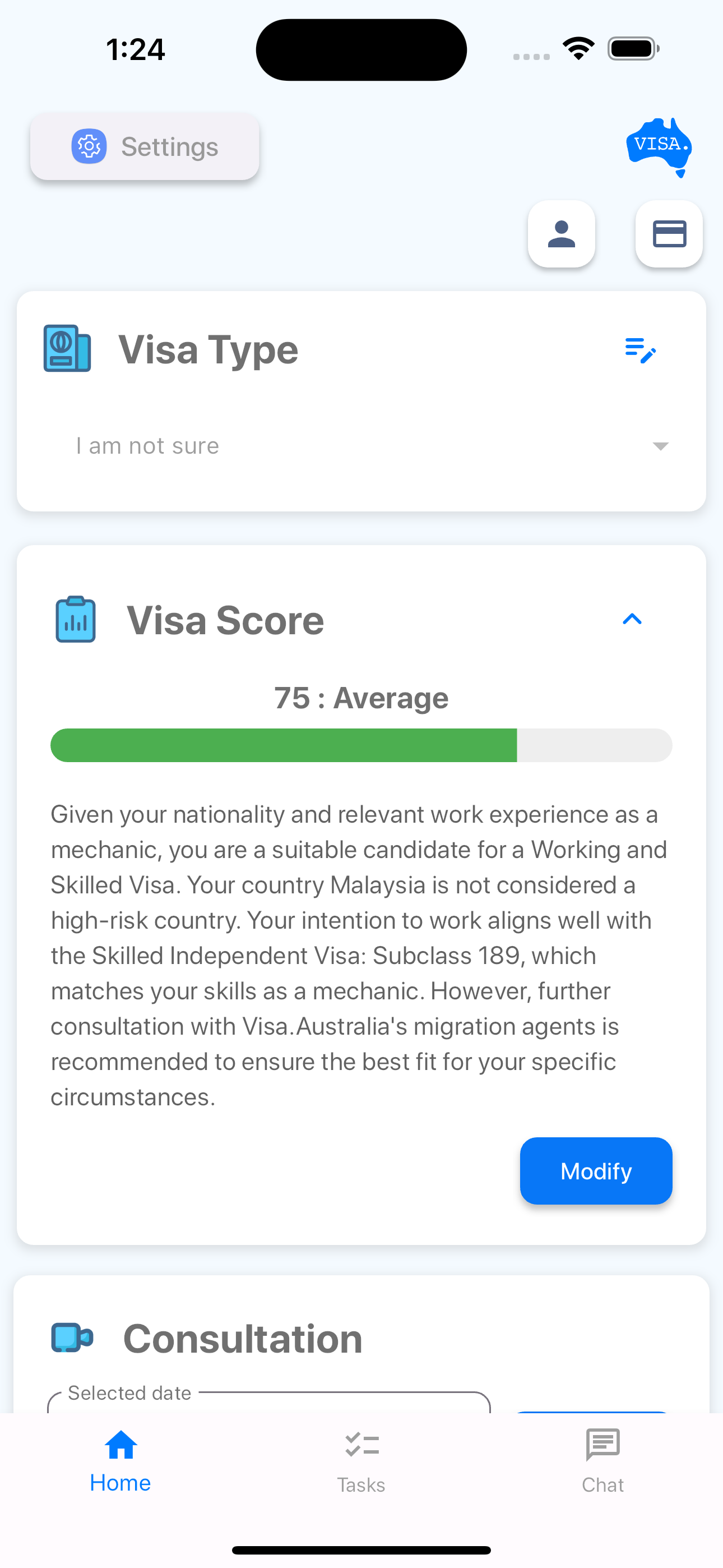 Visa Score Display